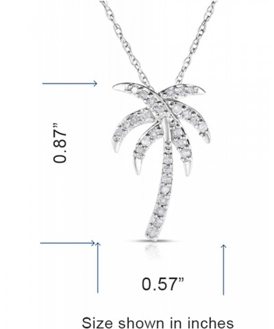 1/4 Cttw Diamond Palm Tree Necklace for Women in Rhodium Plated 925 Sterling Silver with 18 Inch Chain Color H-I/Clarity I1-I...