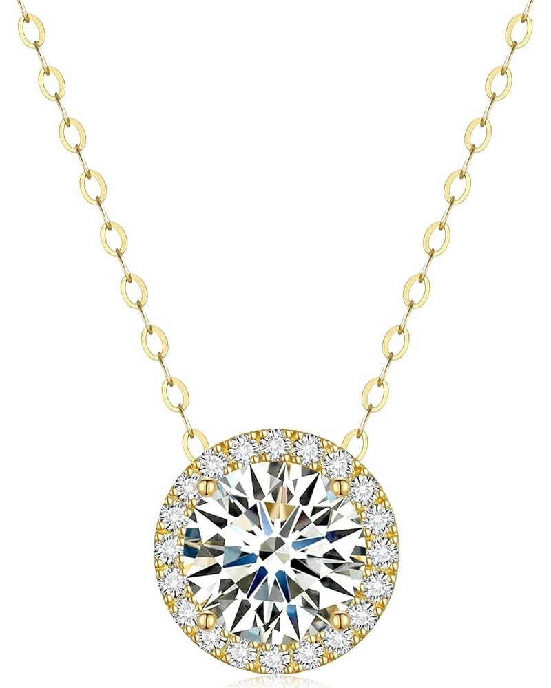 Moissanite Necklace Halo Diamond Pendant for Women 0.5CT-4.0CT 18K White/Yellow Gold Plated Sterling Silver Necklace Circle R...