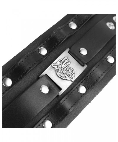 Wide Cuff Wrap Gothic Wristband Punk Rock Biker Wide Strap Leather Bracelet Wolf $9.53 Bracelets