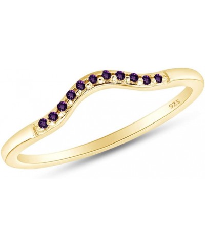 Round Cut Simulated Amethyst Curved Wedding Band Ring in 14k Gold Over Sterling Silver yellow-gold-plated-silver $23.64 Brace...