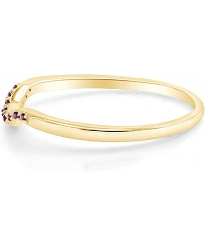 Round Cut Simulated Amethyst Curved Wedding Band Ring in 14k Gold Over Sterling Silver yellow-gold-plated-silver $23.64 Brace...