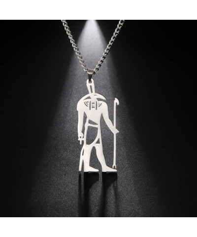 Set God Pendent Necklace Stainless Steel God of Desert and Storm Ancient Egyptian Jewelry Gift for Men Women Silver $7.44 Nec...