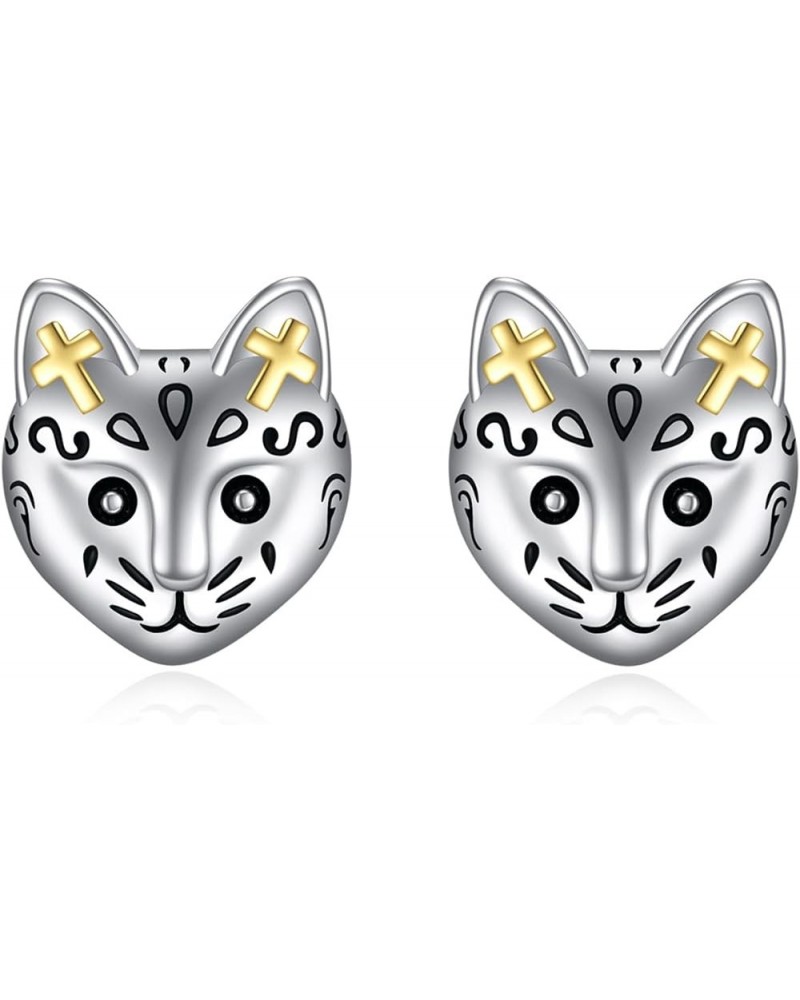 Animal Earrings for Women 925 Sterling Silver Hypoallergenic Jewelry Birthday Gifts for Sensitive Ears Viking Cat $16.95 Earr...