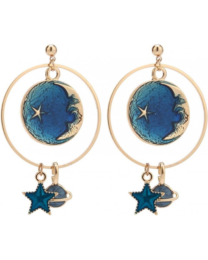 Enamel Moon Star Earth Planet Drop Hook Earrings Long Pendant Dangle Jewelry for Woman Girls New Design W775 $7.88 Earrings