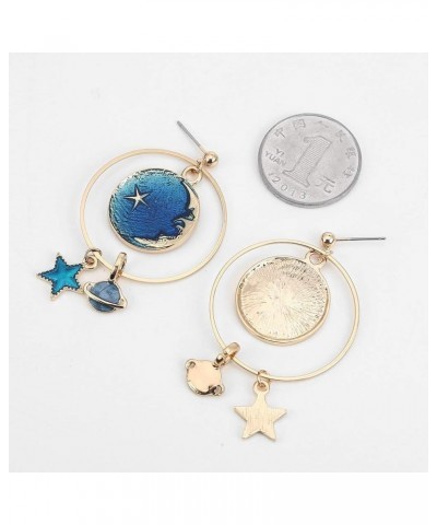 Enamel Moon Star Earth Planet Drop Hook Earrings Long Pendant Dangle Jewelry for Woman Girls New Design W775 $7.88 Earrings