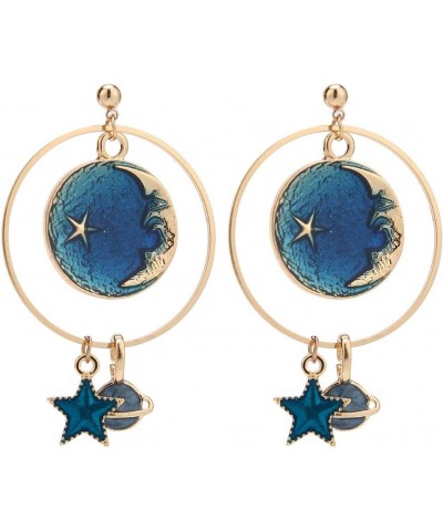 Enamel Moon Star Earth Planet Drop Hook Earrings Long Pendant Dangle Jewelry for Woman Girls New Design W775 $7.88 Earrings