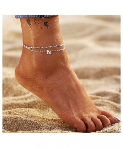 925 Sterling Silver Initial Ankle Bracelets for Women, Simple Dainty Letter Initial Anklets Beach Foot Chain Alphabet Jewelry...