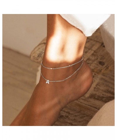 925 Sterling Silver Initial Ankle Bracelets for Women, Simple Dainty Letter Initial Anklets Beach Foot Chain Alphabet Jewelry...