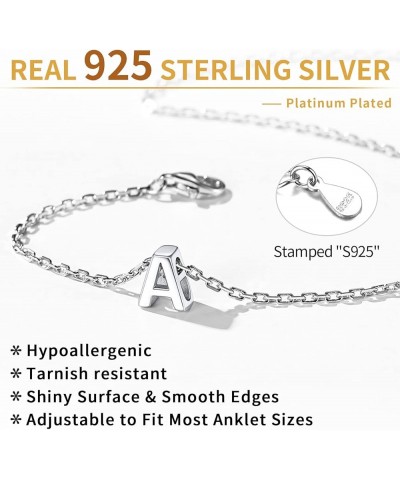 925 Sterling Silver Initial Ankle Bracelets for Women, Simple Dainty Letter Initial Anklets Beach Foot Chain Alphabet Jewelry...