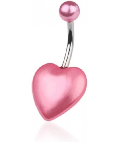 14GA 316L Stainless Steel Faux Pearl Heart Belly Button Ring Pink $8.55 Body Jewelry