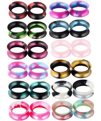 24pcs Colorful Silicone Ear Gauges Double Flared Ear Tunnels And Plugs Set Stretchers Expander Ear Piercing Jewelry For Men W...