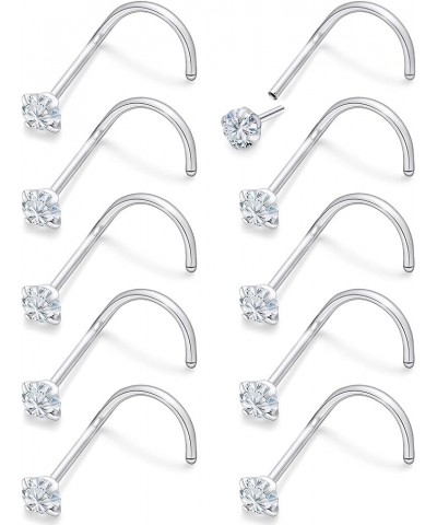 18G 20G Threadless Push in Nose Rings for Women 316L Surgical Stainless Steel L Shaped Nose Studs Screw Bone Nose Rings Pierc...