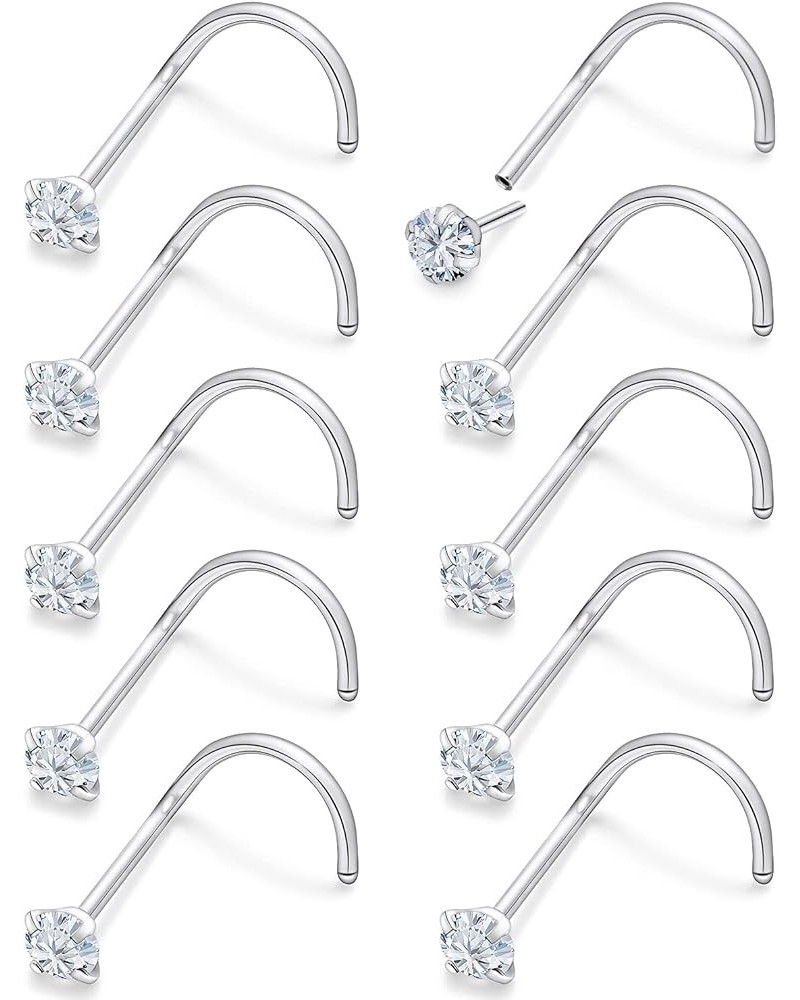 18G 20G Threadless Push in Nose Rings for Women 316L Surgical Stainless Steel L Shaped Nose Studs Screw Bone Nose Rings Pierc...