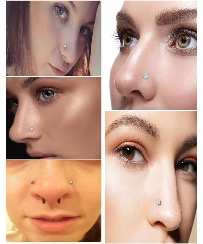 18G 20G Threadless Push in Nose Rings for Women 316L Surgical Stainless Steel L Shaped Nose Studs Screw Bone Nose Rings Pierc...