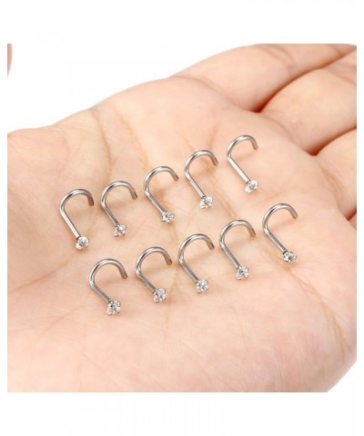 18G 20G Threadless Push in Nose Rings for Women 316L Surgical Stainless Steel L Shaped Nose Studs Screw Bone Nose Rings Pierc...