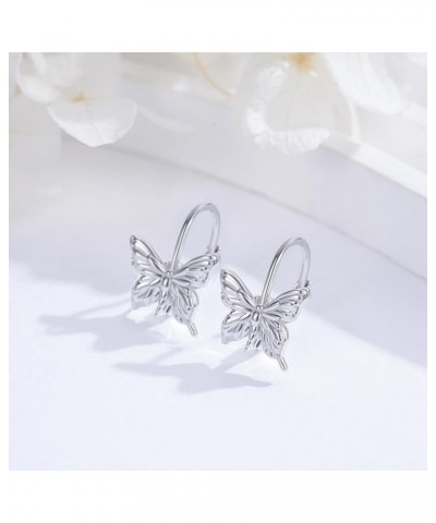 Hypoallergenic Animal Leverback Hoop Earrings 925 Sterling Silver Cat/Fox/Unicorn/Cow/Butterfly/Dog Huggie Earrings for Women...