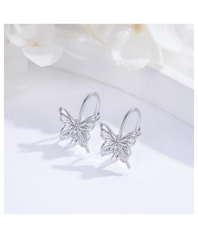 Hypoallergenic Animal Leverback Hoop Earrings 925 Sterling Silver Cat/Fox/Unicorn/Cow/Butterfly/Dog Huggie Earrings for Women...