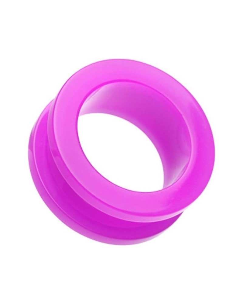 Neon Colored Acrylic Screw-Fit Ear Gauge Tunnel Plug 2 GA (6.5mm), Purple $9.53 Body Jewelry