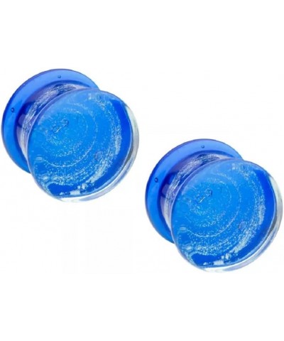 Cobalt Blue Galaxy Sparkle Swirl Design Glass Double Flared Plugs, Sold As Pair 16mm (5/8") $11.47 Body Jewelry