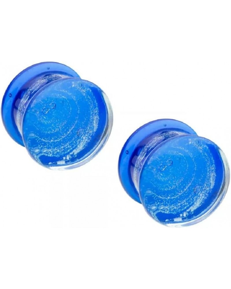 Cobalt Blue Galaxy Sparkle Swirl Design Glass Double Flared Plugs, Sold As Pair 16mm (5/8") $11.47 Body Jewelry