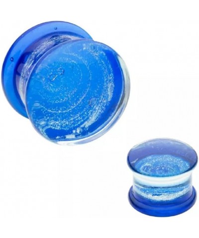 Cobalt Blue Galaxy Sparkle Swirl Design Glass Double Flared Plugs, Sold As Pair 16mm (5/8") $11.47 Body Jewelry