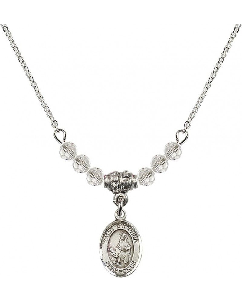 April Birth Month Bead Necklace with Catholic Patron Saint Petite Charm, 18 Inch Saint Dymphna $32.44 Necklaces