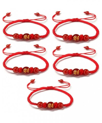 2024 Chinese New Year Dragon Bracelets, Year of The Dragon Adjustable Bracelets Red String Handwoven Set for Women Men, Sprin...