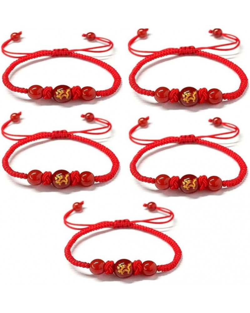 2024 Chinese New Year Dragon Bracelets, Year of The Dragon Adjustable Bracelets Red String Handwoven Set for Women Men, Sprin...