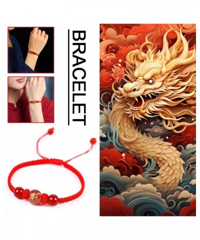 2024 Chinese New Year Dragon Bracelets, Year of The Dragon Adjustable Bracelets Red String Handwoven Set for Women Men, Sprin...