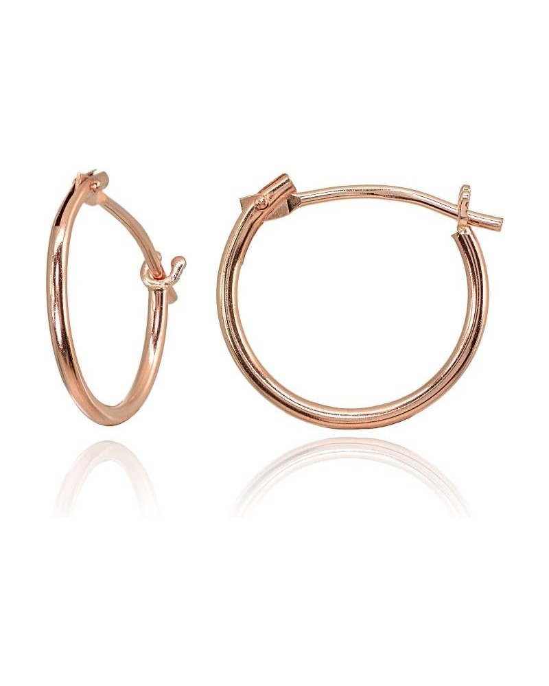 14K Gold Tiny Small 12mm High Polished Round Thin Lightweight Unisex Hoop Earrings Rose Gold $21.60 Earrings