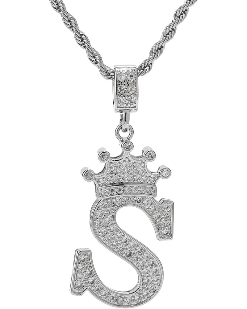 A-Z Letters Necklace Crown Necklace for Men Women 18K Gold Plated Letters Pendants with 23'' Chain Hip Hop Alphabet Name Jewe...