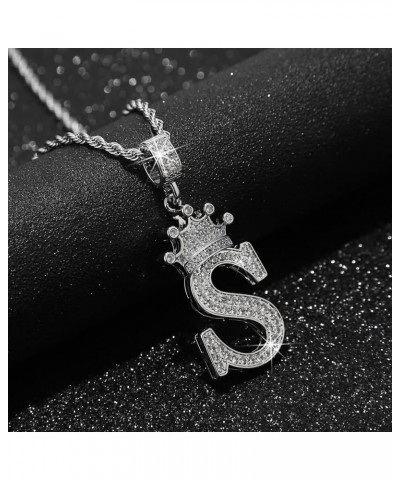 A-Z Letters Necklace Crown Necklace for Men Women 18K Gold Plated Letters Pendants with 23'' Chain Hip Hop Alphabet Name Jewe...