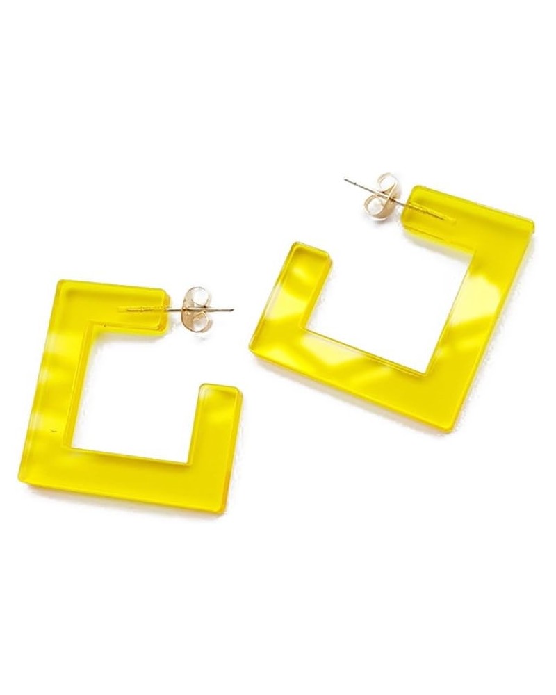 Transparent Acrylic Square Shape Candy Color Women's Charm Earring 5cm,1.97" Yellow $8.11 Earrings