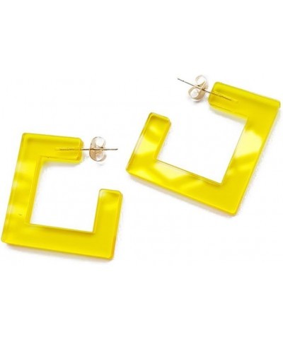 Transparent Acrylic Square Shape Candy Color Women's Charm Earring 5cm,1.97" Yellow $8.11 Earrings