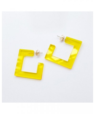 Transparent Acrylic Square Shape Candy Color Women's Charm Earring 5cm,1.97" Yellow $8.11 Earrings