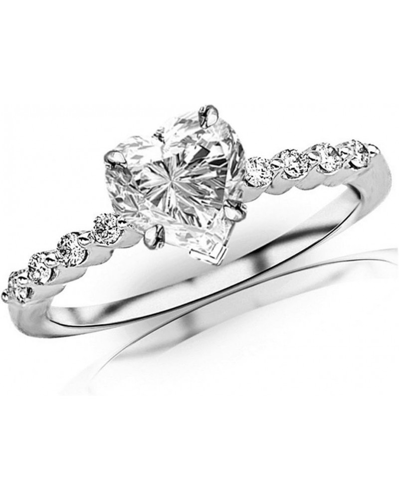 14K White Gold 2.65 Carat LAB GROWN DIAMOND Floating Prong Set Round Heart Cut Diamond Engagement Ring (G-H Color VS1-VS2 Cla...