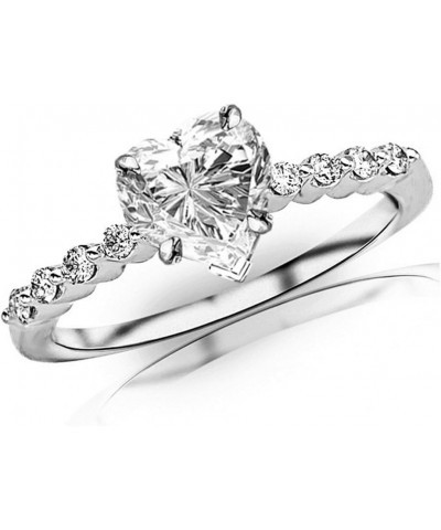 14K White Gold 2.65 Carat LAB GROWN DIAMOND Floating Prong Set Round Heart Cut Diamond Engagement Ring (G-H Color VS1-VS2 Cla...