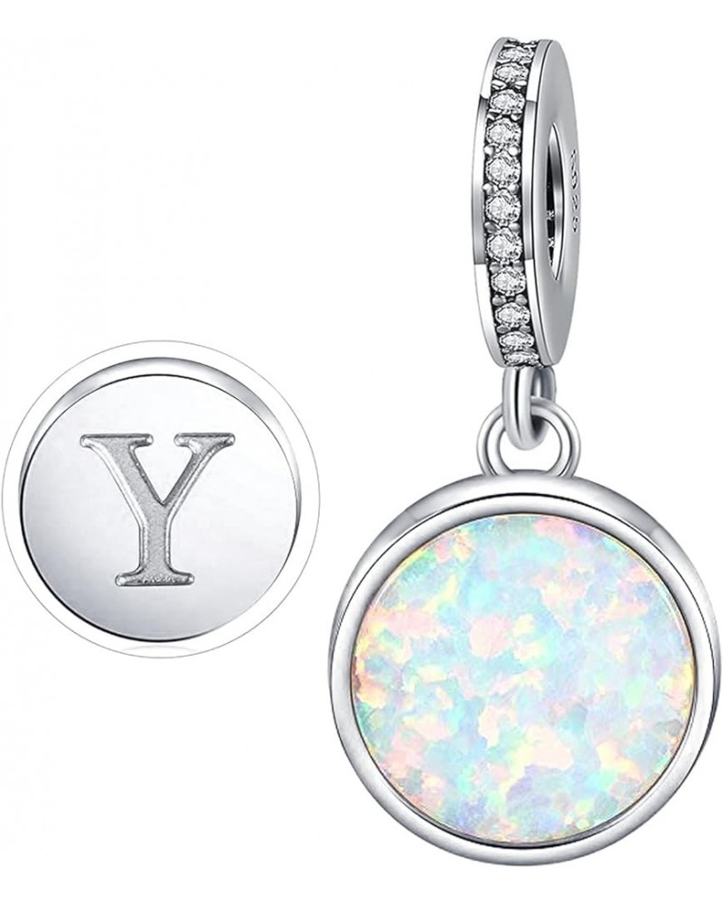 Initial Letter Charm Fit for Pandora Charms Bracelet A-Z 26 Capital Letter Opal Charms for Bracelet Necklace Y $8.84 Bracelets