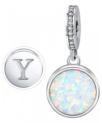 Initial Letter Charm Fit for Pandora Charms Bracelet A-Z 26 Capital Letter Opal Charms for Bracelet Necklace Y $8.84 Bracelets