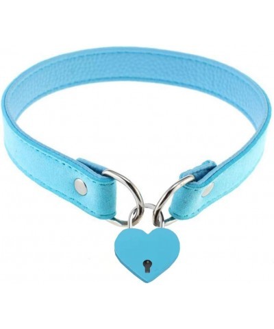 Love Heart Lock Collar Choker Necklace for Women Girl Punk Choker L-Blue Blue Lock $11.00 Necklaces