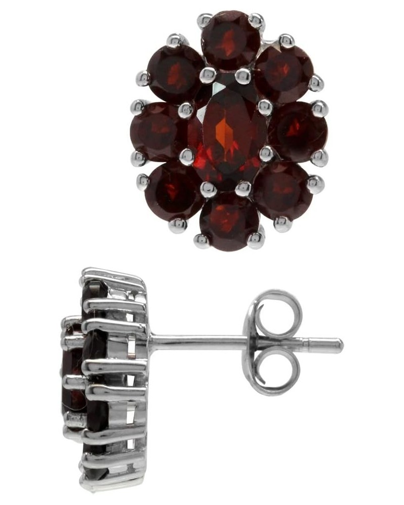 3.62ct. Natural Garnet White Gold Plated 925 Sterling Silver Flower Cluster Post Earrings $14.81 Earrings