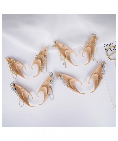 Elf Ears with Butterfly Piercings, Fairy Non-Piercing Ear Cuffs with Earrings Clips for Renaissance Cosplay Costumes Butterfl...