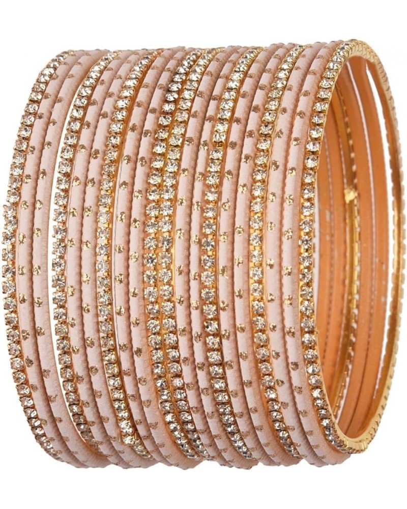 Indian Bangle Set Rhinestone CZ Plain Metal Bracelet Bangle Jewelry for Women Brown (Set of 20 Pcs) 2-4 $11.14 Bracelets