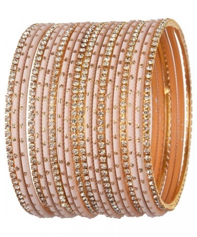 Indian Bangle Set Rhinestone CZ Plain Metal Bracelet Bangle Jewelry for Women Brown (Set of 20 Pcs) 2-4 $11.14 Bracelets