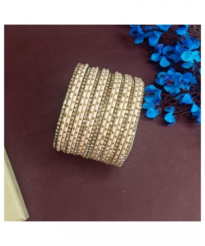 Indian Bangle Set Rhinestone CZ Plain Metal Bracelet Bangle Jewelry for Women Brown (Set of 20 Pcs) 2-4 $11.14 Bracelets