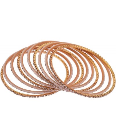 Indian Bangle Set Rhinestone CZ Plain Metal Bracelet Bangle Jewelry for Women Brown (Set of 20 Pcs) 2-4 $11.14 Bracelets