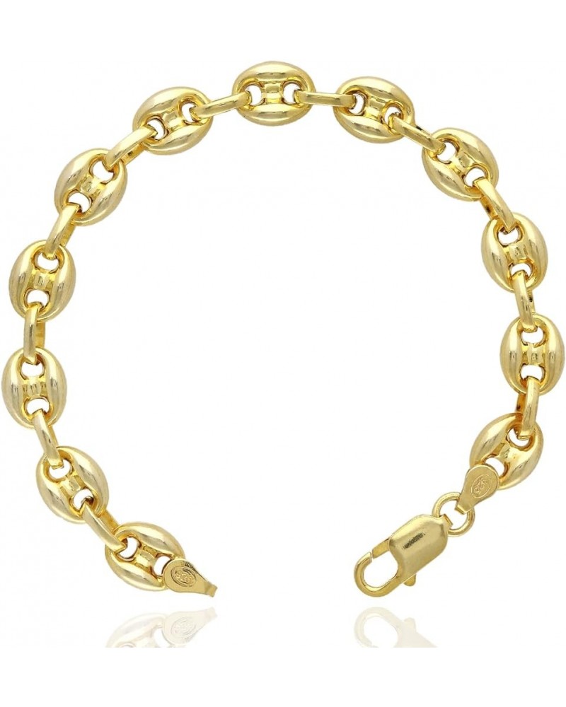 Solid 18K Yellow Gold Over Silver 9mm Puffed Anchor Mariner Bracelet 7.5"-9.25 7.5 $48.51 Bracelets