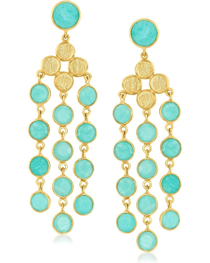 Amazonite Chandelier Earrings in 18kt Gold Over Sterling $62.50 Earrings