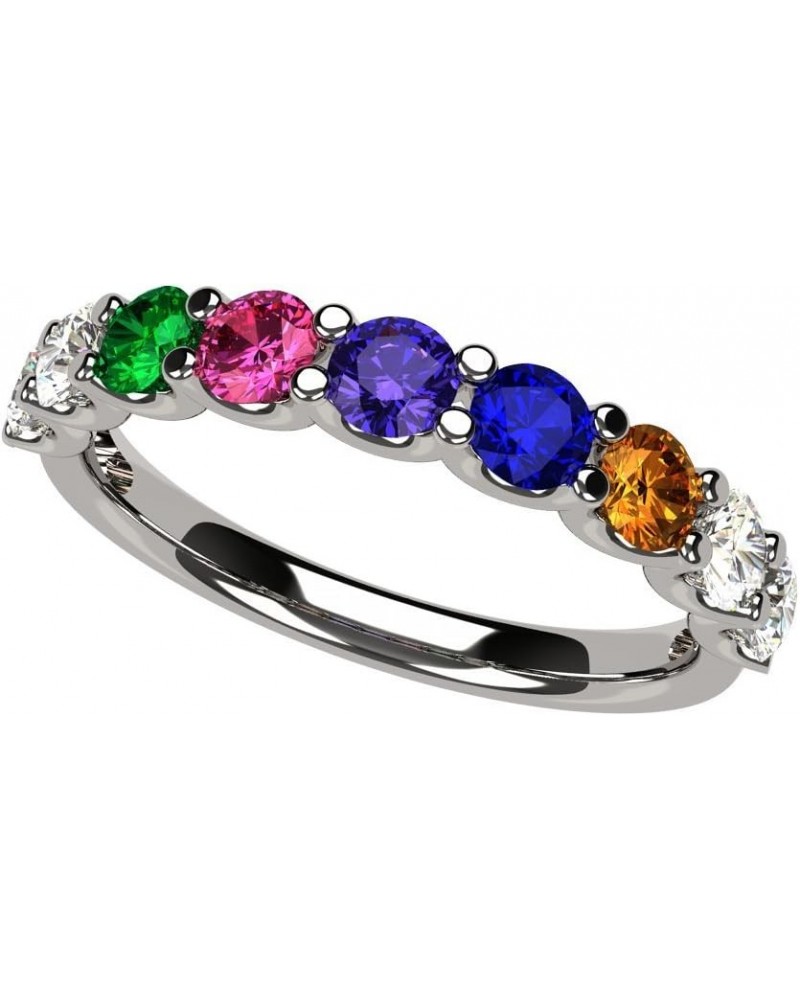 U'r Family Ring w/ 1 to 9 Simulated Birthstones in Sterling Silver or 10K Gold, Mothers Rings platinum plated $39.93 Rings