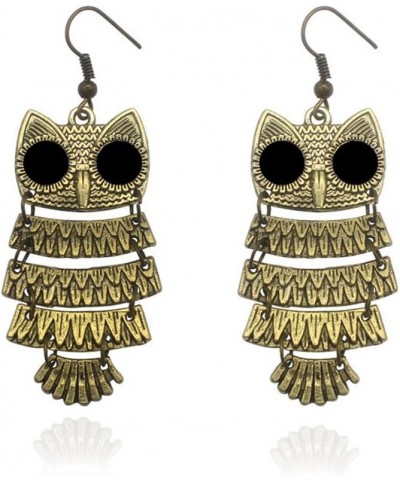 JeRy Fashion Vintage Style Big Black Eyes Owl Stud Earrings Multi-Layered Retro Exaggerated Earrings for Women B:Anti-gold $8...